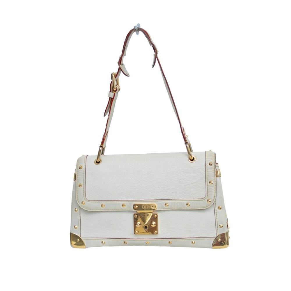 Rare Louis Vuitton Suhali Le Talentueux White Leather Shoulder Bag Studded‎